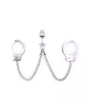 KinKi Metal Handcuffs with Butt Plug