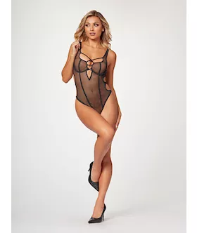 Nothing but Net Fishnet Teddy  STM11495BlackM