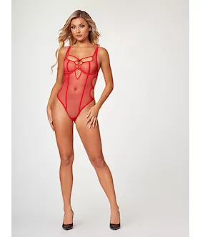 Nothing but Net Fishnet Teddy  STM11495RedL