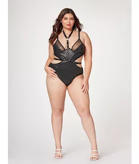 Midnight Love Vegan Leather Two Piece Teddy Set STM11524XBlack1X2X