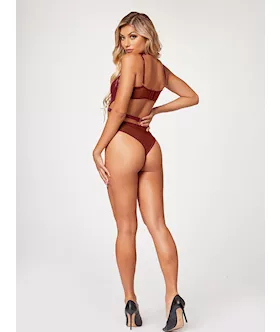 Midnight Love Vegan Leather Two Piece Teddy Set Stm-11524-wine-s