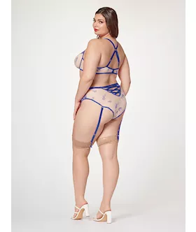 Sheer Elegance Two Piece Bra Set Stm-11484x-blue-3x/4x