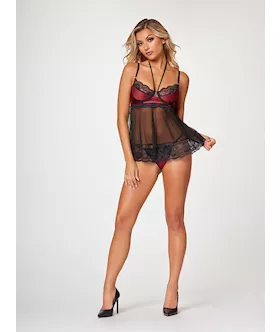 The Romantic Two Piece Babydoll Set Stm-11547-black-s