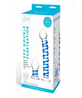 Swirly Dildo And Buttplug Set Clearblue