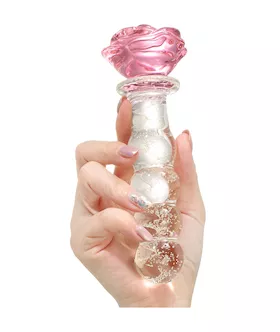 Lucent Glow in the Dark Beaded Rose Glass Massager