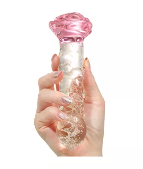 Lucent Glow in the Dark Spotted Rose Glass Massager