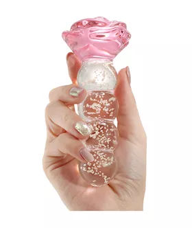 Lucent Glow in the Dark Beaded Rose Glass Massager