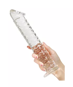 Lucent Wavy Giant Glass Dildo