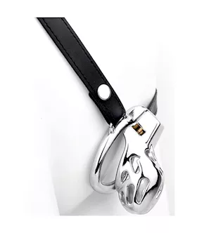 Containment Cell Stainless Steel Chastity Cage With Belt