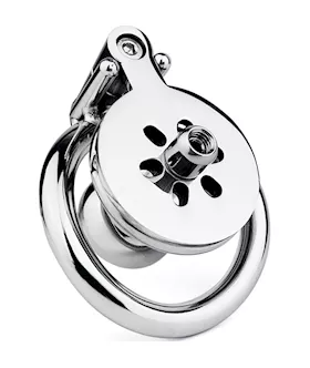 Button Hex Lock Inverted Chastity Cage With Dildo Attachment