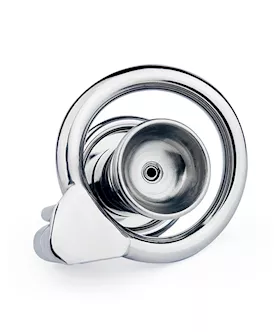 Button Hex Lock Inverted Chastity Cage With Dildo Attachment