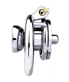 Button Key Locked Inverted Chastity Cage With Dildo Attachment