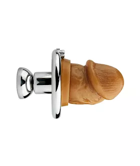 Full Circle Hex Locked Steel Inverted Chastity Cage With Dildo Attachment