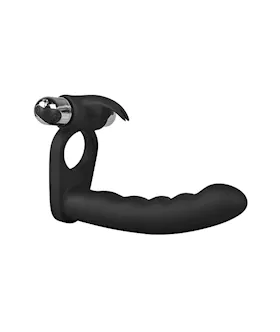 Double Trouble Vibrating Cock Ring With Anal Massager