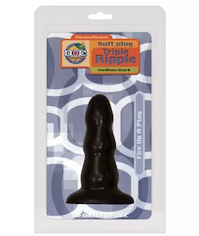 Triple Ripple Butt Plug  Medium Black