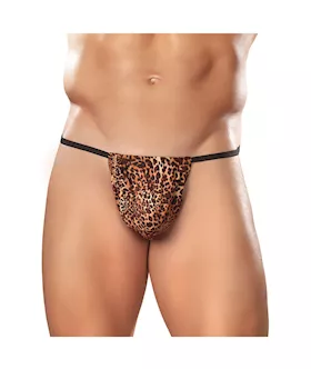Male Power Posing Strap Thong Animal Print OS