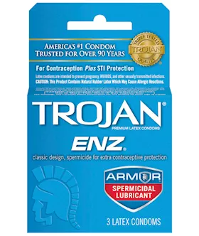 Trojan Enz Spermicidal Lubricated Condoms  Box of 3