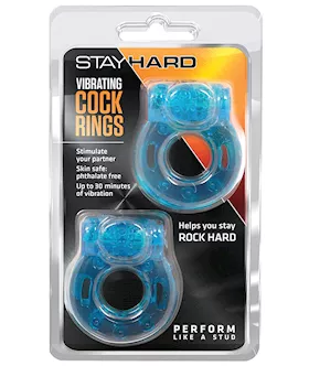 Blush Stay Hard Vibrating Cock Ring 2 Pack  Blue