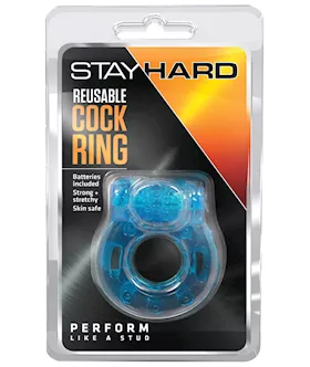 Blush Stay Hard Vibrating Reusable Cock Ring  Blue