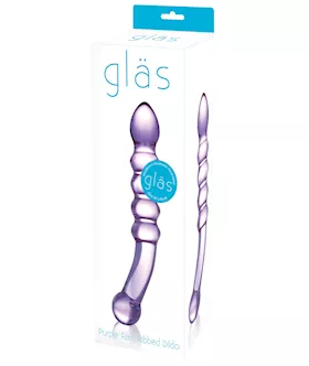 Glas Purple Rain Ribbed Glass Dildo