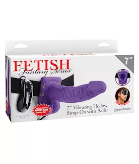 Fetish Fantasy Series 7quot Vibrating Hollow Strap On wBalls  Purple