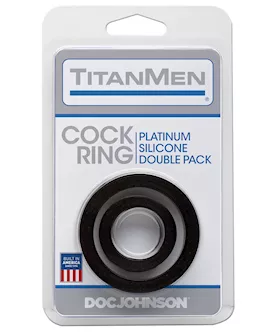Titanmen Platinum Silicone Cock Ring  Black Pack of 2