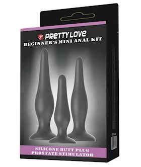 Pretty Love Beginner039s Mini Anal Kit  Black Set of 3