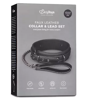 Easy Toys Fetish Collar W/leash - Black