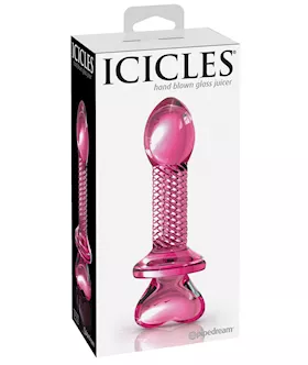 Icicles No 82 Hand Blown Glass Butt Plug  RibbedPink