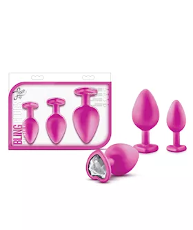 Blush Luxe Bling Plugs Training Kit  Pink wWhite Gems