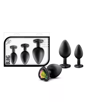 Blush Luxe Bling Plugs Training Kit  Black wRainbow Gems