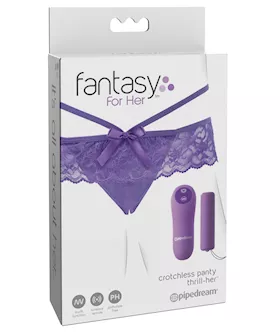 Fantasy For Her Crotchless Panty Thrill Her  Purple