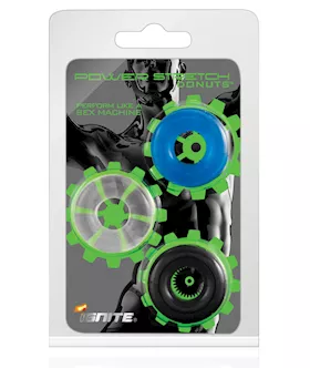 Ignite Power Stretch Donuts Cockrings  Pack of 3 BlackClearBlue
