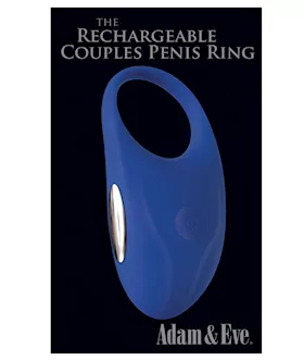 Adam amp Eve Rechargeable Couples Penis Ring  Blue