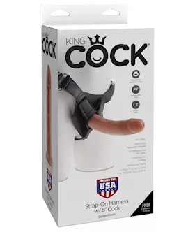 King Cock StrapOn Harness w8quot Cock  Tan