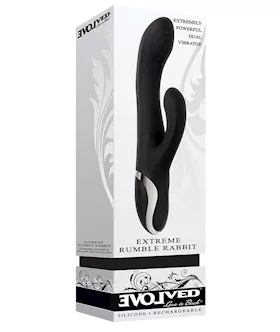 Evolved Extreme Rumble Rabbit Dual Stim Rechargeable  Black