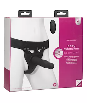 Body Extensions Be Aroused Vibrating 2 Piece Strap On Set - Black