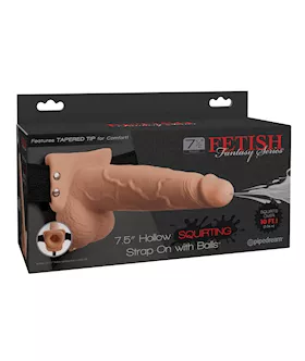Fetish Fantasy Series 75quot Hollow Squirting Strap On wBalls  Flesh