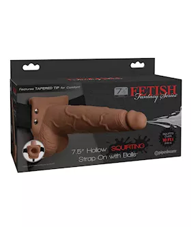 Fetish Fantasy Series 75quot Hollow Squirting Strap On wBalls  Tan