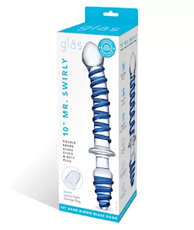 Glas 10quot  Mr Swirly Double Ended Glass Dildo amp Butt P
