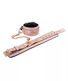 Spartacus Ankle Restraints wLeather Lining  Pink Snakeskin Micro Fiber