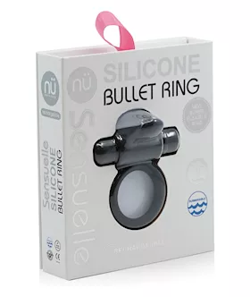 Nu Sensuelle Rev Silicone 7 Function Bullet Ring wFlutter Tip   Black