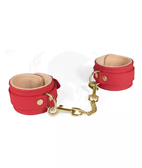 Spartacus PU Wrist Cuffs wPlush Lining  Red