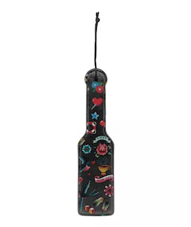 Shots Ouch Old School Tattoo Style Printed Paddle  Black