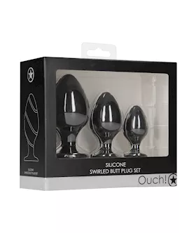 Shots Ouch Swirled Butt Plug Set  Black
