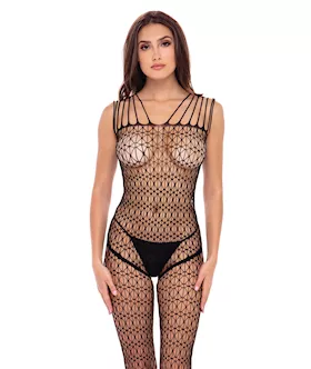Rene Rofe Neo Geo Crotchless Bodystocking Black OS
