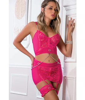 Bustier amp Garter Skirt wPearled Chain Lipstick OS