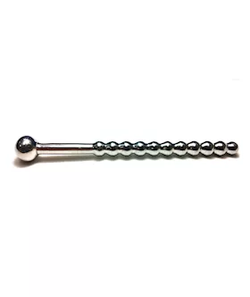 Rouge Stainless Steel Beaded Hollow Urethral Probe  10 cm Long