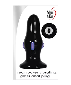 Adam amp Eve Rear Rocker Vibrating Glass Anal Plug  Black