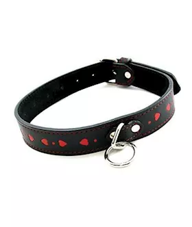 Plesur PVC Collar wHearts  BlackRed